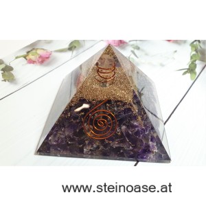 Orgonit Pyramide: Amethyst & Spirale & Herkimer Diamant, 60mm